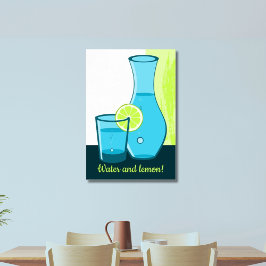 Blåglas & Carafe - Vatten och Lemon! Poster