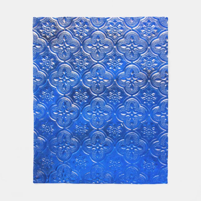 Blåglas med mönster, glas, abstrakt.  fleecefilt (Framsidan)