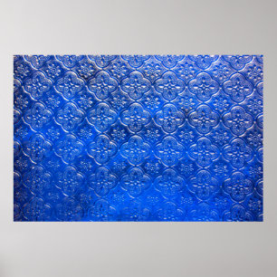 Blåglas med mönster, glas, abstrakt. poster