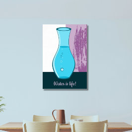 Blåglaset Carafe Vatten är livet! Poster