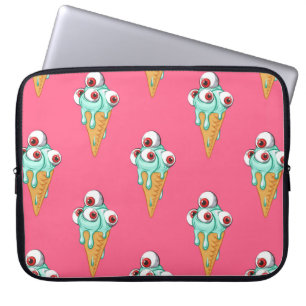 Blåglass med ögon. Rosa bakgrund. Seamles Laptop Fodral