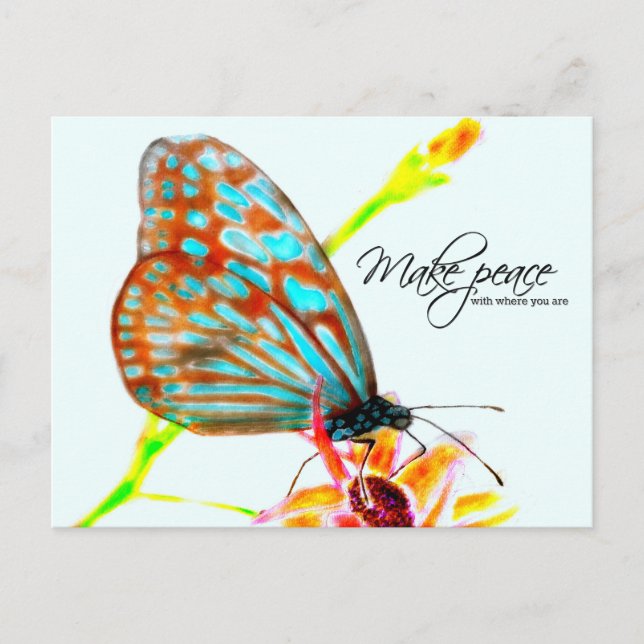 Blåglassi Tiger Butterfly - Gör fred Vykort (Framsida)