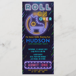 Blåglödroller Skating Biljett Pass Birthday Inbjudningar