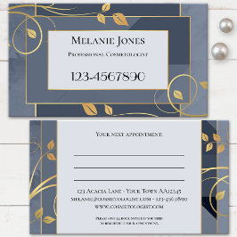 Blågrå chic gyllene blad tidsbeställning kort