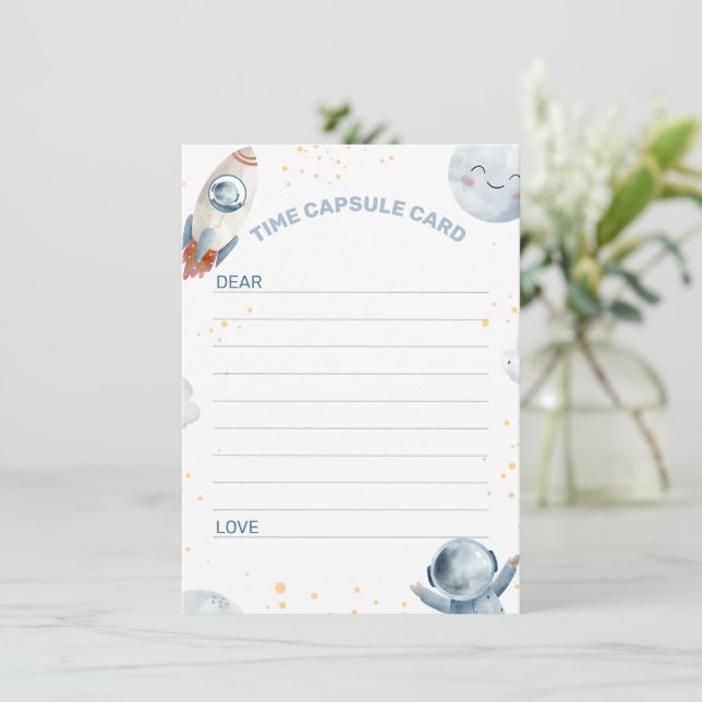 Blågrå första resa runt solen tidskapselkort inbjudningar (Stående Fram)