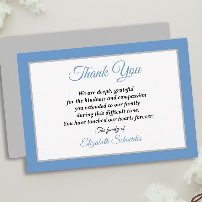 Blågrå och silver Enkel Sympati Tack Kort (Skapare uppladdad)