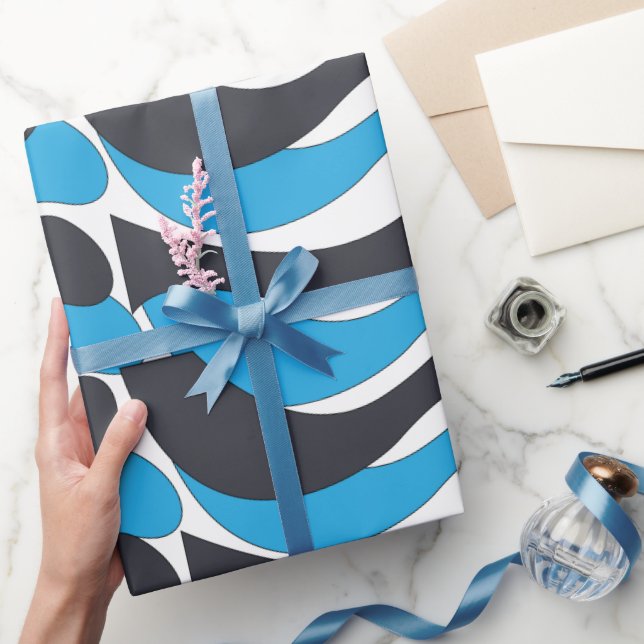 Blågrå vågiga ränder presentpapper (Gifting)
