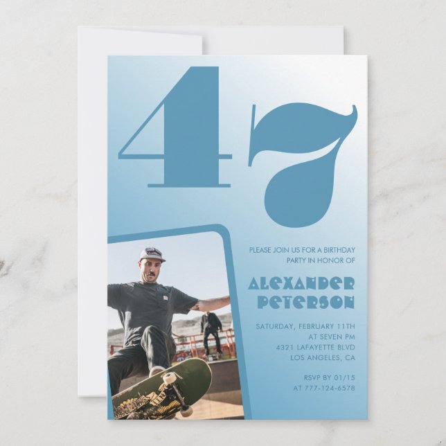 Blågradient 47-årsinbjudningar Manar Foto Inbjudningar (Framsida)