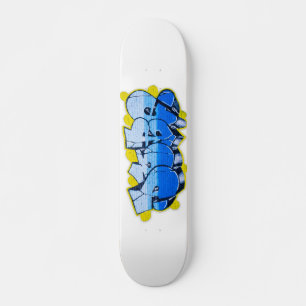 Blågraffiti på en tegelvägg skateboard bräda 20 cm