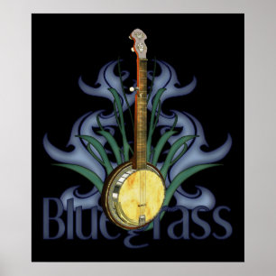 Blågräs Banjo Design Poster