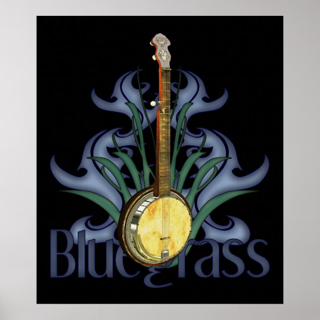 Blågräs Banjo Design Poster (Framsidan)