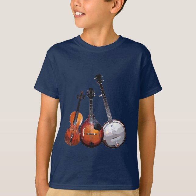 Blågräsmusikband Tee Shirt (Framsida)