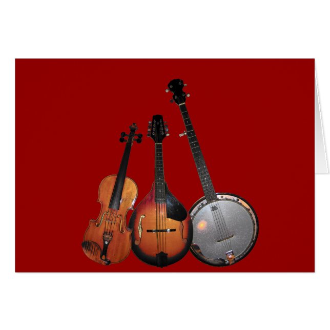 Blågräsmusikbandtecknad Hälsningskort (Framsidan Horizontal)