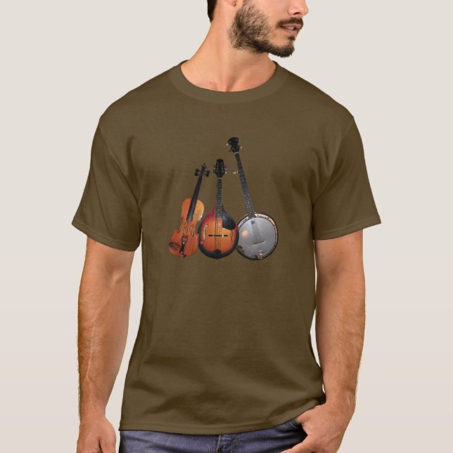 Blågräsmusikbandtecknad T-shirt (Framsida)