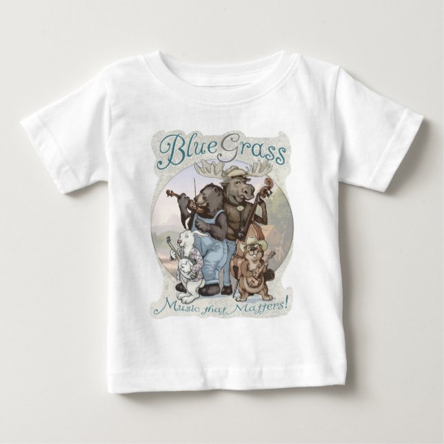 Blågräsnötkreatur vid Mudge studior Tee Shirt (Framsida)