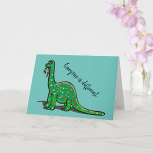 Blågratulationskort för Cute Dinosaur Aqua Kort