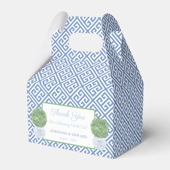 Blågrekiska Nyckel Boxwood Topiary Bröllop Tack Presentaskar (Framsidan Sidan)