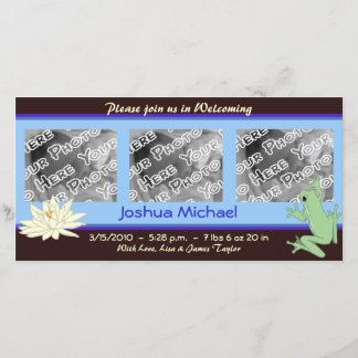 Blågrodd och Lotus Birth Announcement Meddelande