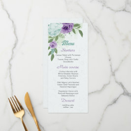 Blågrön botanisk meny i lila blommor