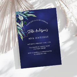 Blågrön elegant födelsedag inbjudningar