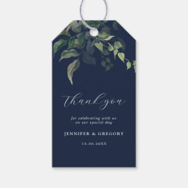 Blågrön i botaniska vattenfärgen Bröllop Presentetikett