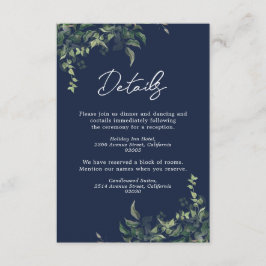 Blågrön i botaniska vattenfärgen Bröllop Tilläggskort