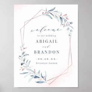 Blågrön i ro Guld, Geometric Bröllop Poster