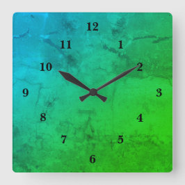 Blågrön marmor, regnbågs-konst fyrkantig klocka