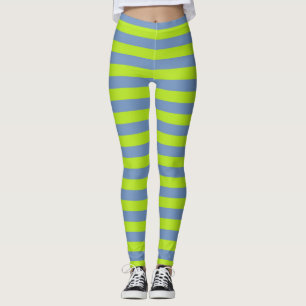 Blågrön och Grått-Rand Leggings