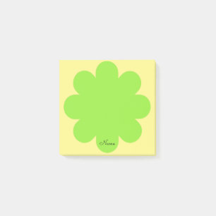 Blågrön retro blomma Namn efter anteckningsblock Post-it Block