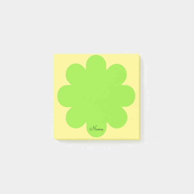 Blågrön retro blomma Namn efter anteckningsblock Post-it Block (Framsida)