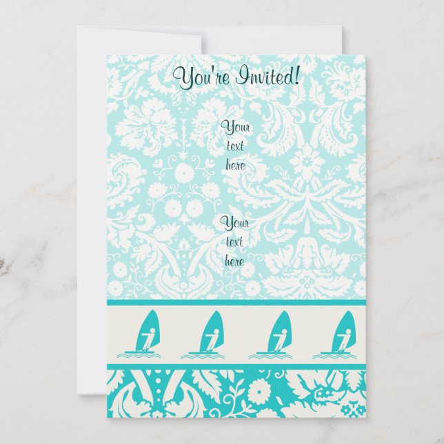 Blågrön Segelsurfning Inbjudningar (Framsida)