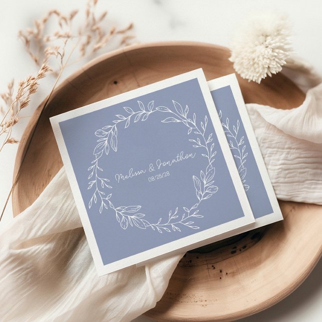 Blågröna blommor Boho romantisk bröllop Pappersservett (Skapare uppladdad)