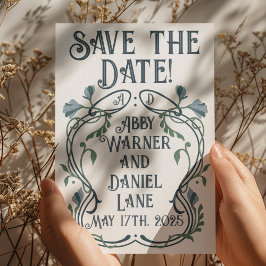 BlåGrönt Art nouveau Spara-datum för Vykort