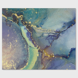 BlåGrönt Guld-alkohol, Bläck--konst av flytande Ab Presentpapper