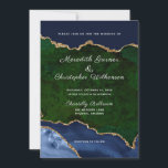 BlåGrönt Guld Glitter Agate Geode Bröllop Inbjudningar<br><div class="desc">Blått,  Grönt och Guld Glitter Agate elegant chic bröllopsinbjudan. Skapat av © Lesruba Bröllop.</div>