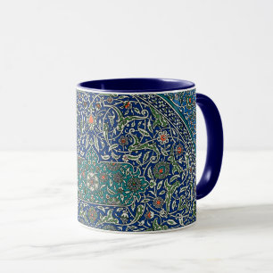 BlåGrönt Orange Teal Ornate Arabiska Mönster Mugg