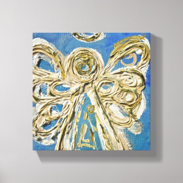 Blåguardian Angel Art Wrapped Canvas Painting (Framsida)