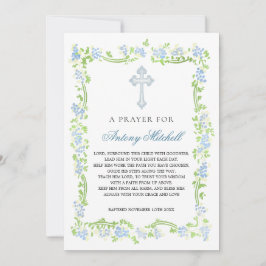 Blågul Grönt Blommigt Baptism Prayer-inbjudan till Inbjudningar