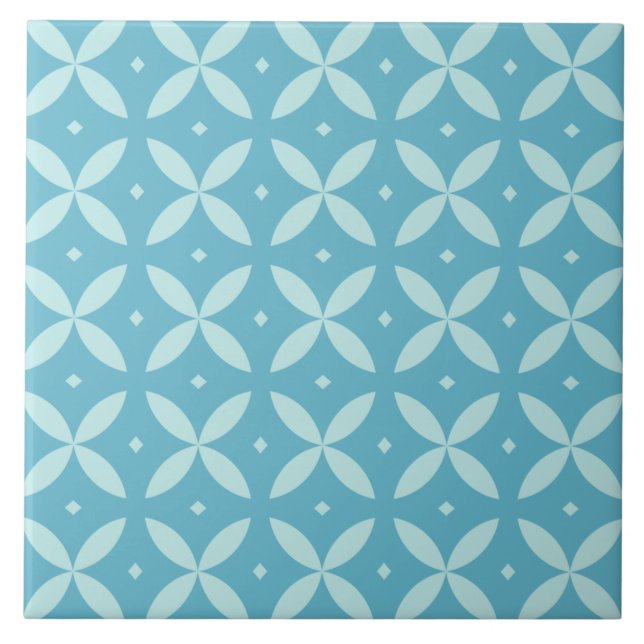 Blågul Grönt Geometric Star Mönster Kakelplatta (Framsidan)