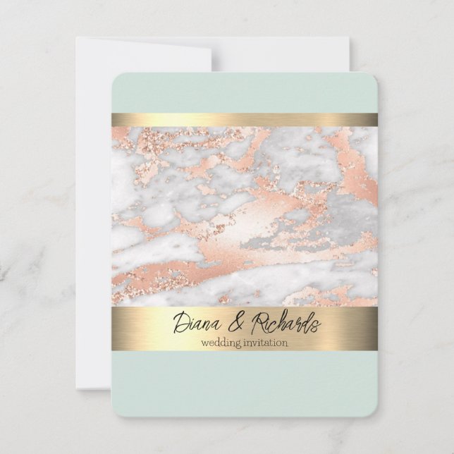 Blåguldblommig inbjudan till Rustic Faux-bröllop (Framsida)