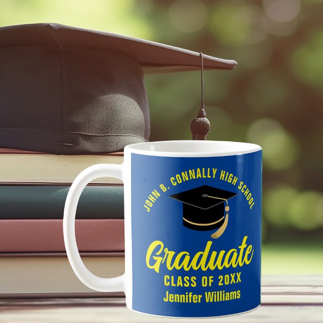 BlåGult Student Personlig 2025 Studenten Kaffemugg (Skapare uppladdad)