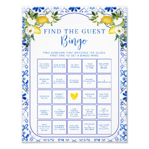 BlåGultens Blommigt Lemon Möhippa Bingo Lakan Fototryck