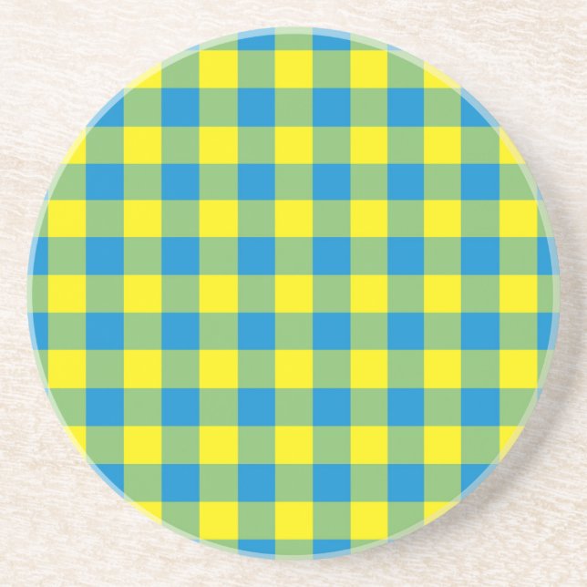 BlåGultens Grönt Play Checker Mönster Underlägg (Framsidan)