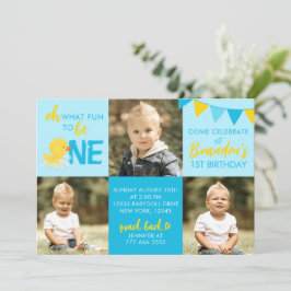 Blågummi Anka 3 - inbjudan till foto på födelsedag