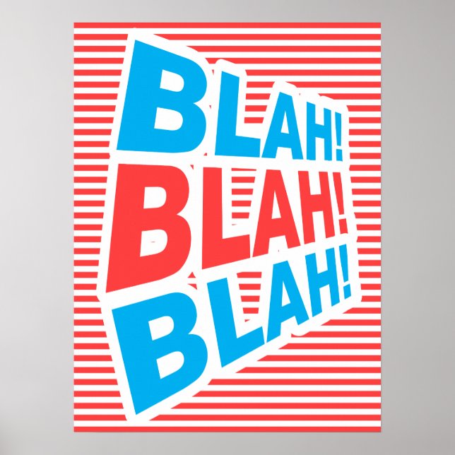 Blah, Blah, Blah, lustig poster, typografi poster (Framsidan)
