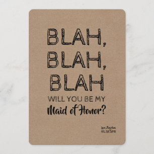 Blah Blah Funny Bridesmaid Frieri Inbjudningar