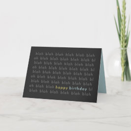 Blah Blah Grattis på födelsedagen Typography Card Kort