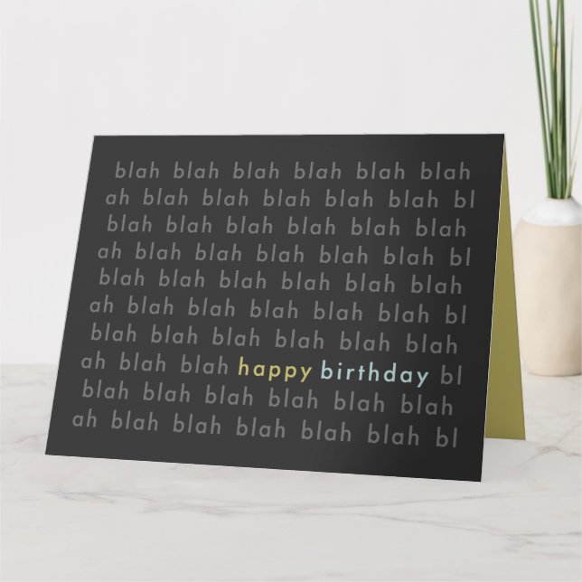 Blah Blah Grattis på födelsedagen Typography Card Kort (Framsida)