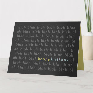 Blah Blah Grattis på födelsedagen Typography Card Kort